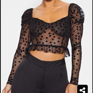 Pretty Little Thing Mesh Polka Dot Crop